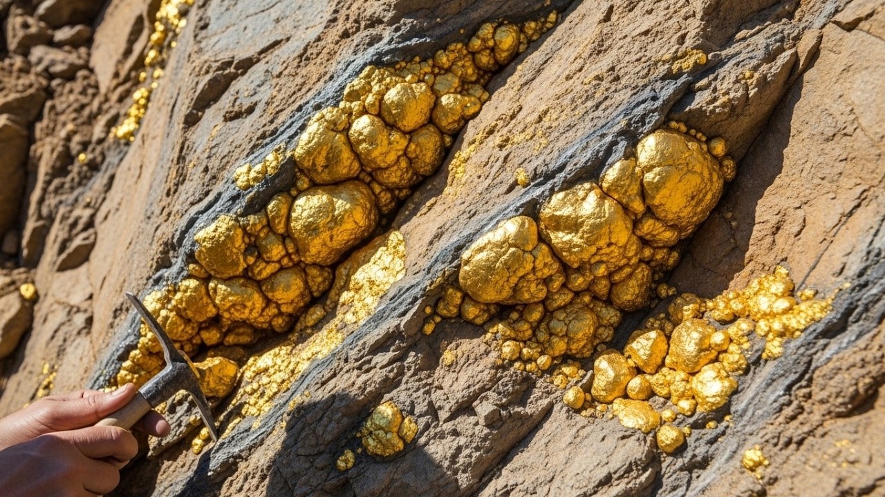 Treasure Hunting: Discovered Massive Gold in Rocky Terrain- Hunting gold at mountain