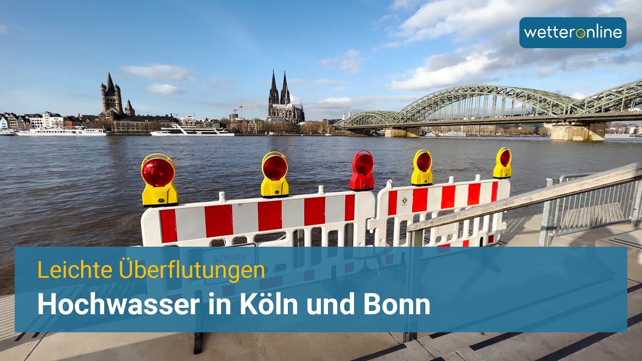 Hochwasser in Köln und Bonn: Parkplätze und Wege gesperrt