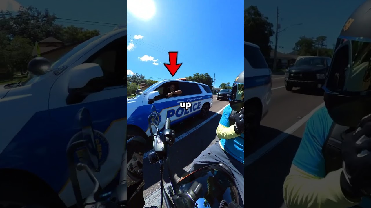 Miły policjant pomaga motocykliście przejechać przez skrzyżowanie! 😨
