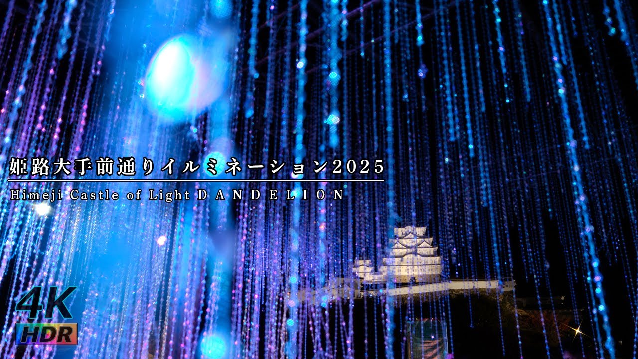 【4K HDR】幻想優美な姫路のイルミネーション あたら夜 2025  Himeji大手前通りイルミネーション2025 - 姫路城ライトアップ - Himeji Castle illumination