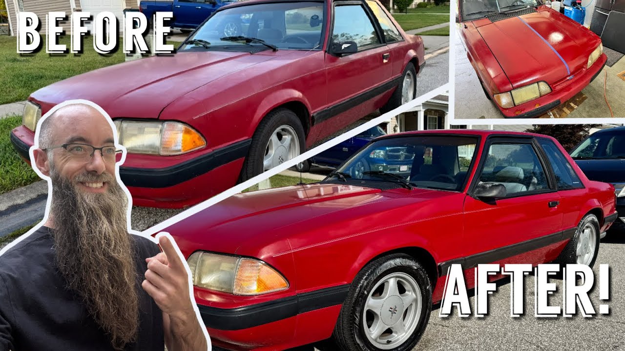 Я вернул краску к жизни на моём выцветшем «Мустанге» Fox Body! | Безумные «До и после»