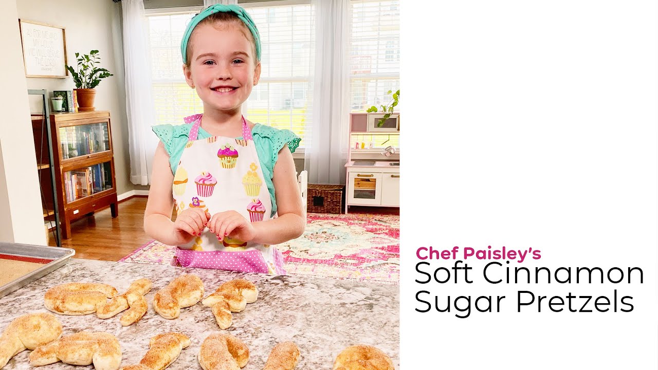 Kid Chef Makes Homemade Pretzels! Chef Paisley Makes Soft Cinnamon Sugar Pretzels