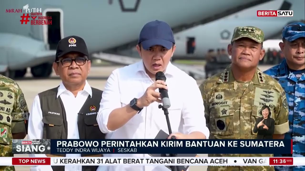 Seskab Teddy Wijaya Pimpin Pengiriman Bantuan Bencana ke Aceh, Sumut, dan Sumbar #Beritasatu