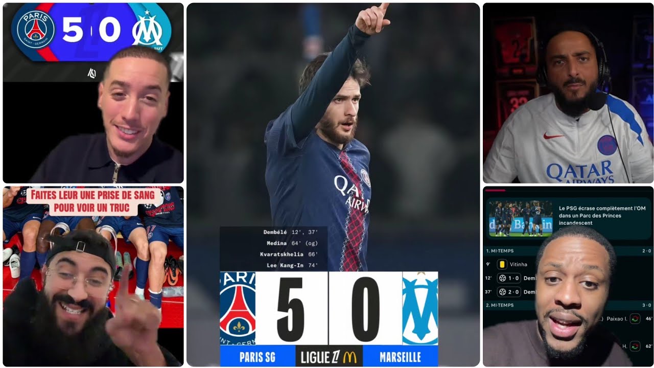 PSG Écrase Marseille 5-0 : Une Domination Total ! Le Grand Dembelé de Retour.
