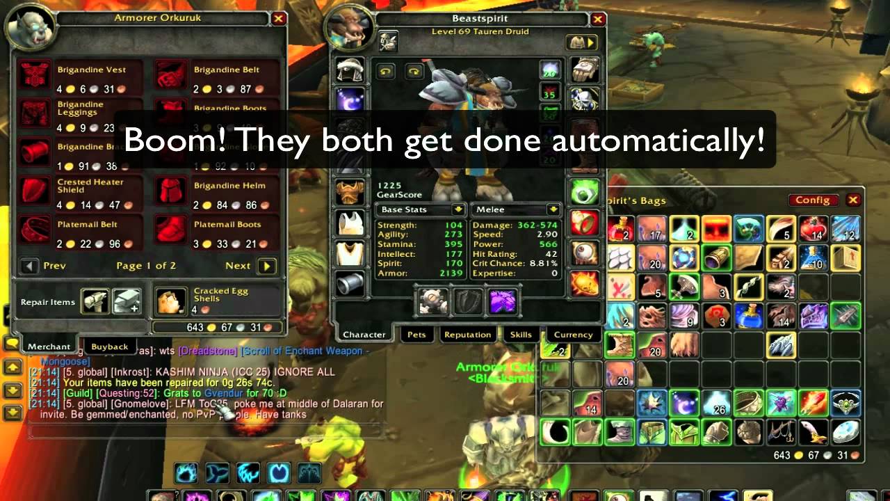 Video Addon Reviews - AutoRepair/Crap Away (Molten-WoW)