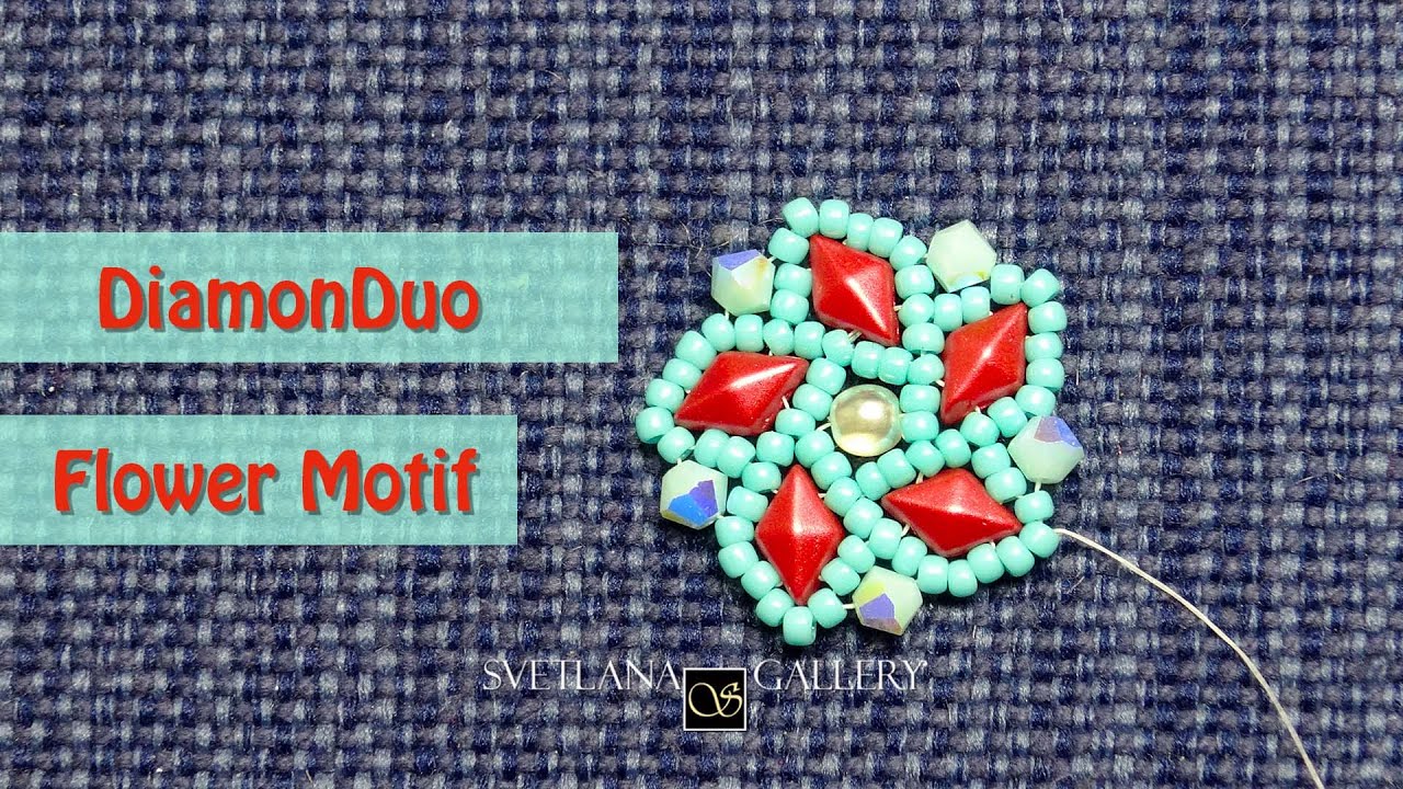 Beaded flower motif tutorial | DiamonDuo beads