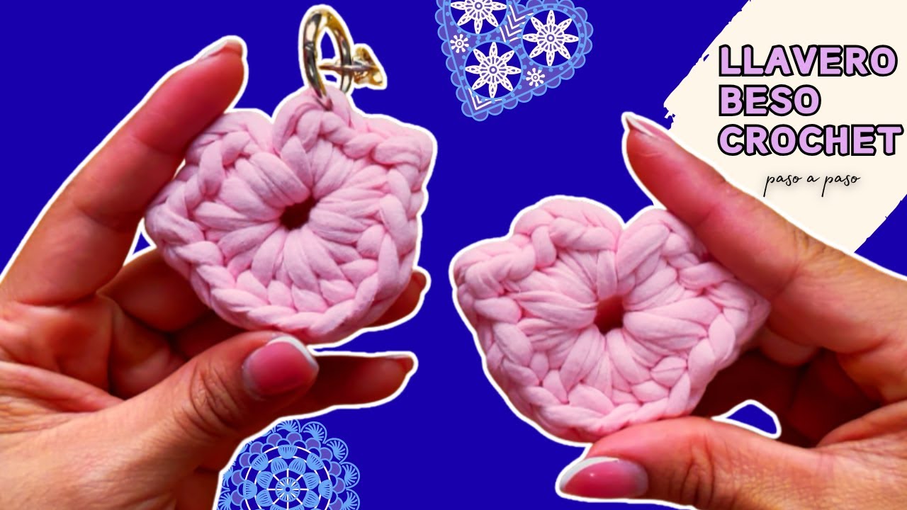 LLAVERO DE BESO EN CROCHET CON TRAPILLO PASO A PASO / Kiss Keychain Crochet Tutorial