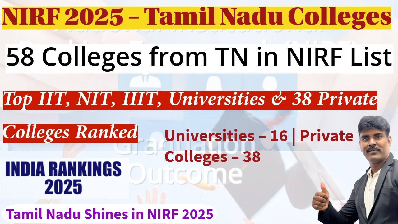 NIRF 2025 Ranking 🔥 | Tamil Nadu Tops with 58 Colleges 🏆