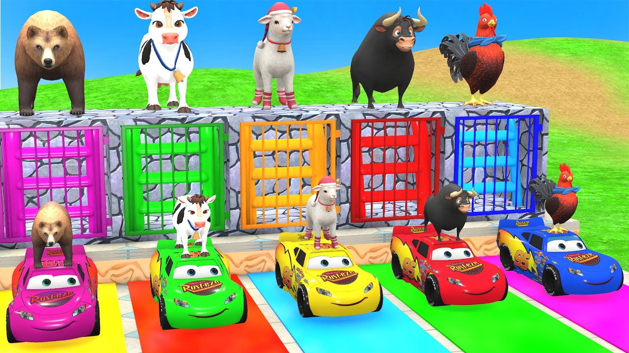 Long Slide Game With Cow Elephant Gorilla Hippopotamus Tiger 3d Animal Game Funny 3d Animals