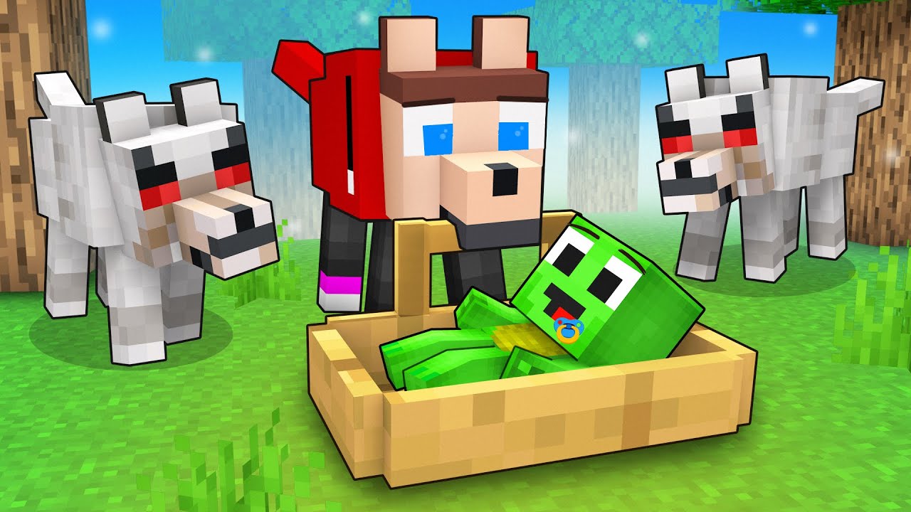 JJ became DOG and SAVE baby MIKEY from WOLVES - Maizen Minecraft Animation