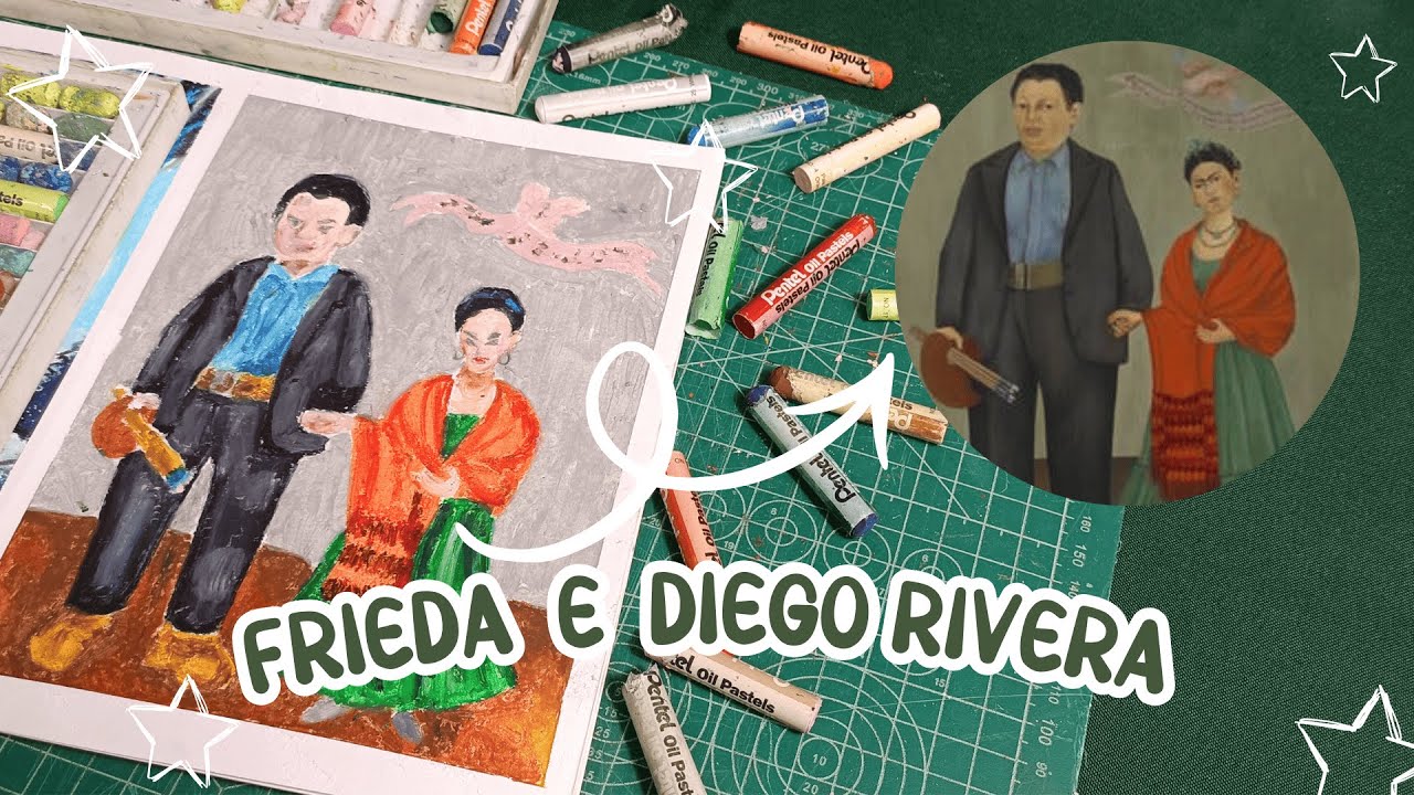 PINTEI A OBRA + FAMOSA DA FRIDA KAHLO COM GIZ PASTEL + curiosidades