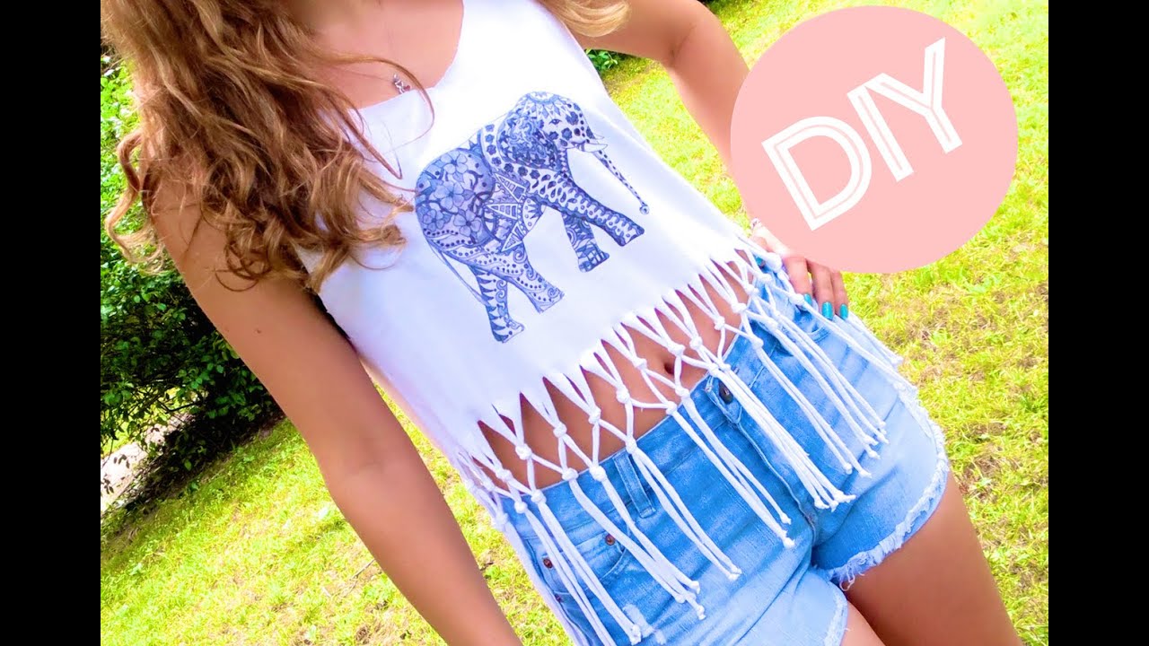 DIY Clothes! Fringe Crop Top + Print Your Own T-shirt (Graphic Tee) no Sew!