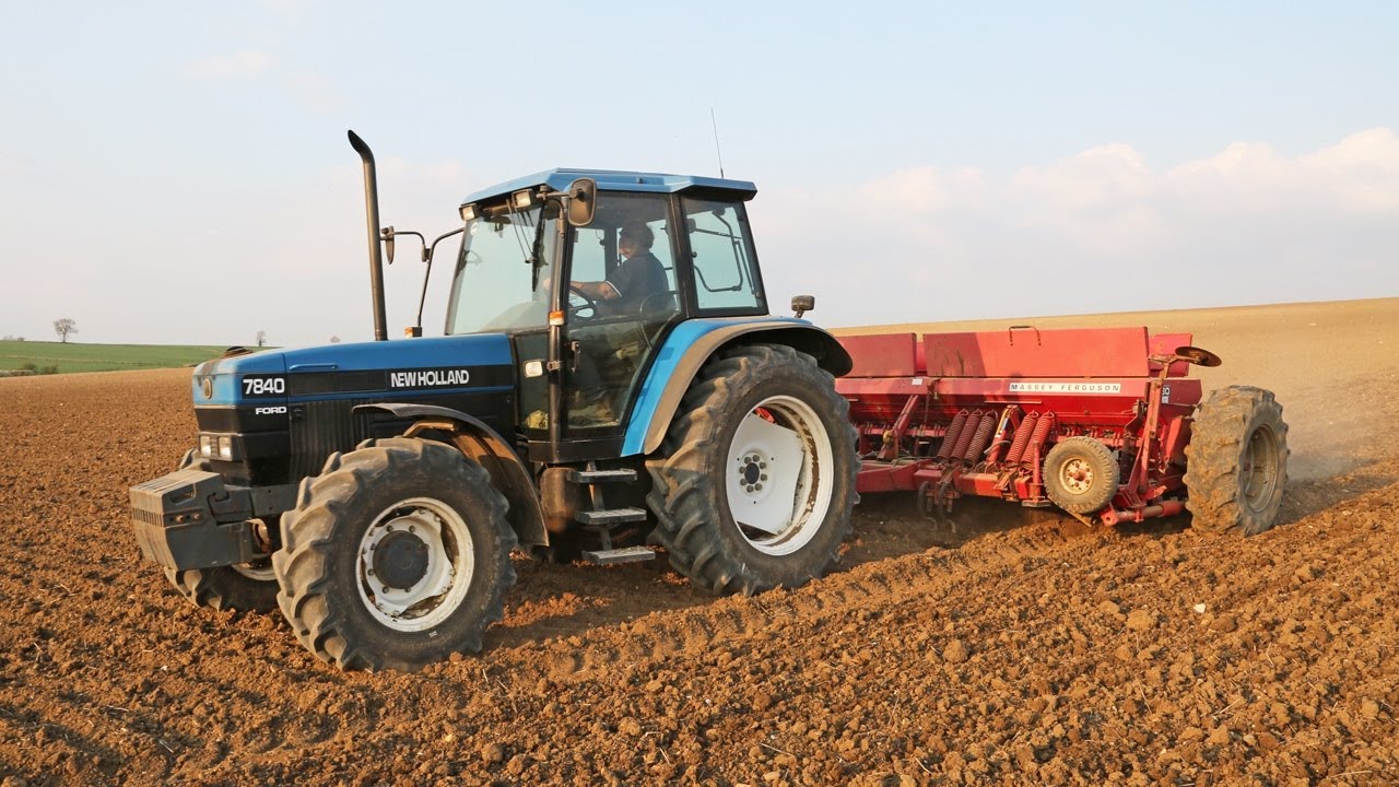 New Holland 7840 and 4m MF 30 drilling beans | From the Farming with Ford DVDs | Classic Machinery