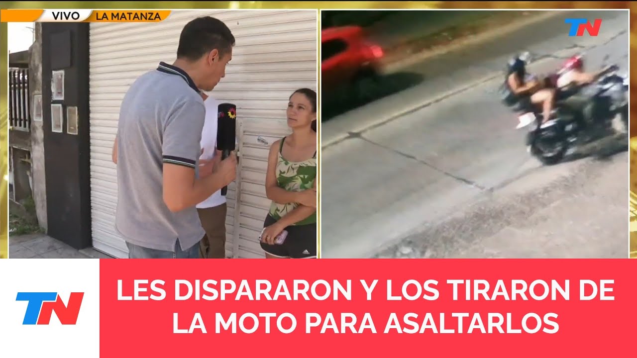 TERROR EN SAN JUSTO I Les dispararon y los tiraron de la moto para asaltarlos: quedó todo filmado