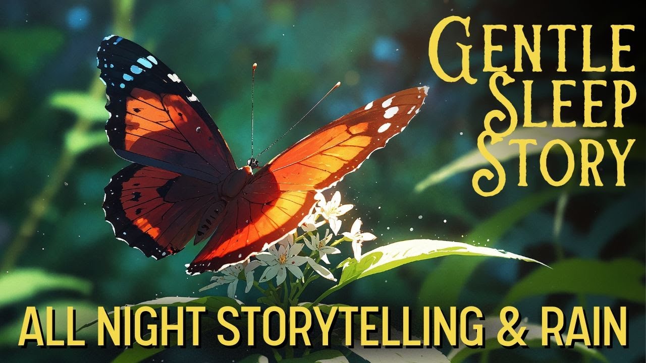THE BUTTERFLY'S JOURNEY Long Bedtime Story for Grown Ups Storytelling and Rain Black Screen