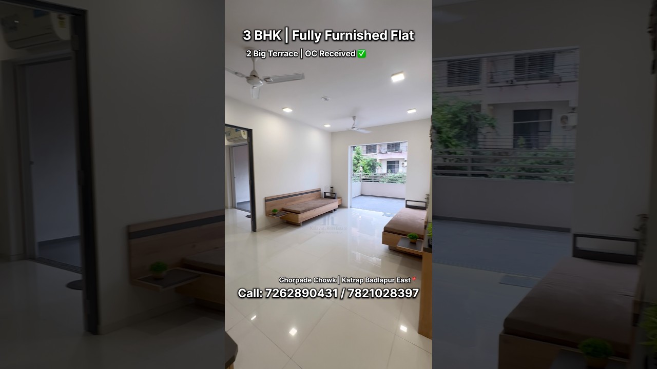 Fully Furnished 3BHK with 2 Big Terrace | Ghorpade Chowk | Katrap Badlapur East | #shorts #3bhk