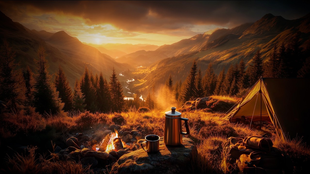 Day 30: Golden Hour Coffee – Sunrise by the Campfire | The Living Nomad ☕🔥🌄