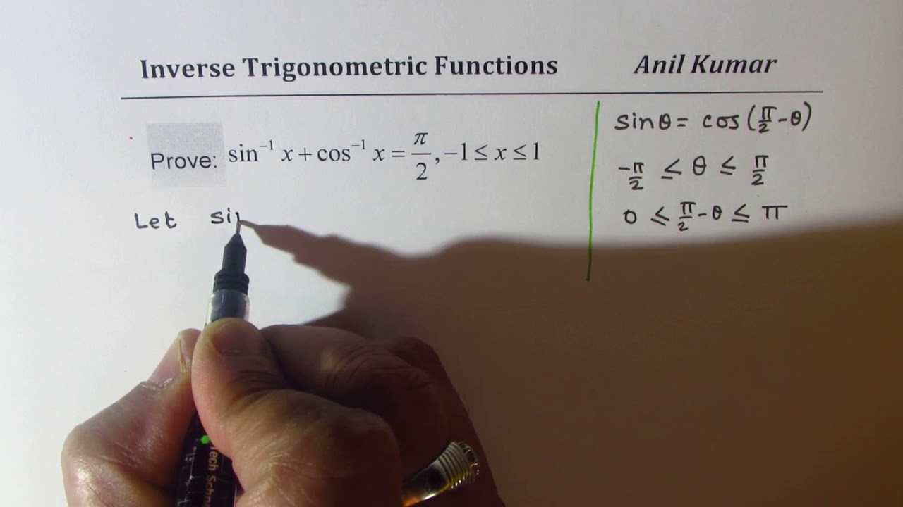 Prove Important Properties of Inverse Trigonometric Functions