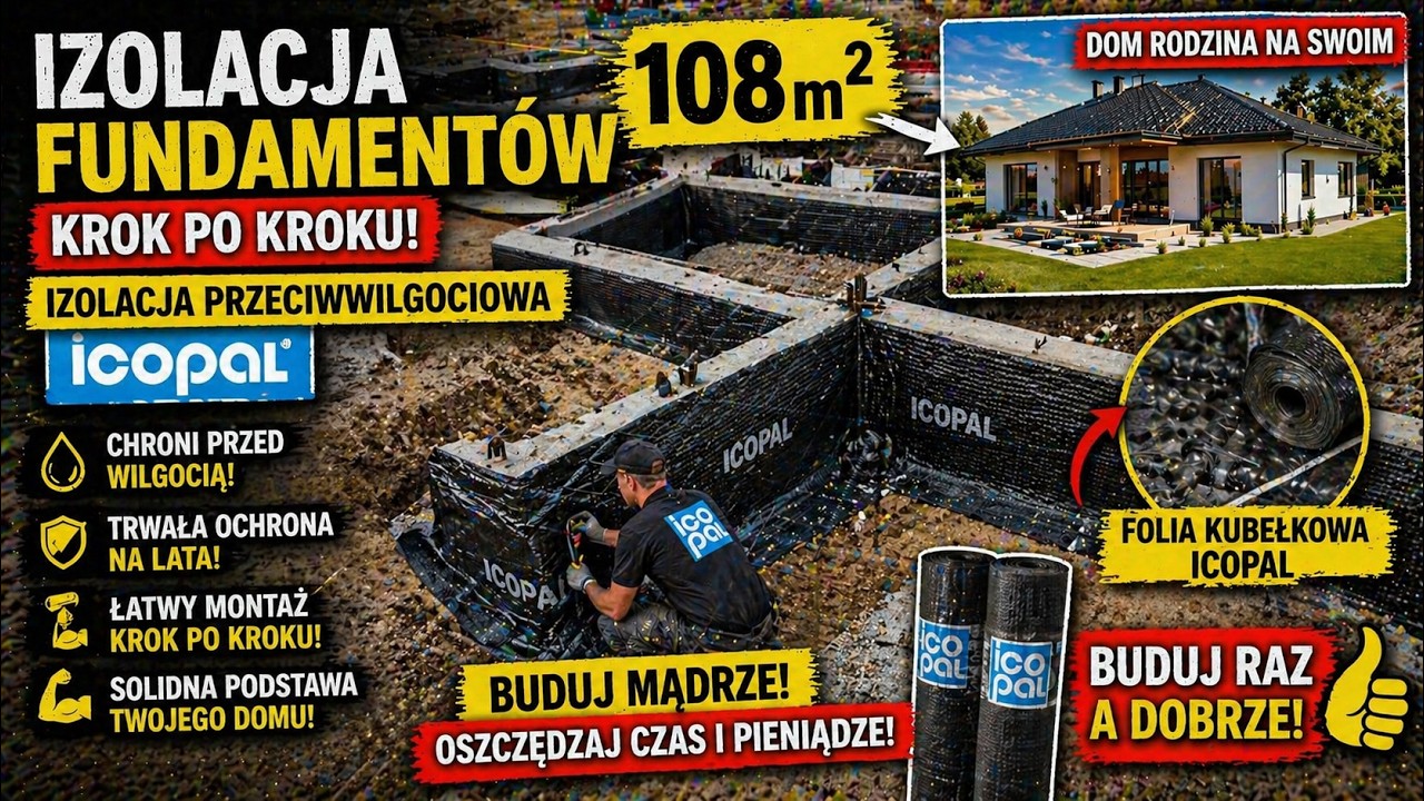 🔴EP.3 Izolację fundament&oacute;w . Izolacja przeciwwilgociowa Icopal.