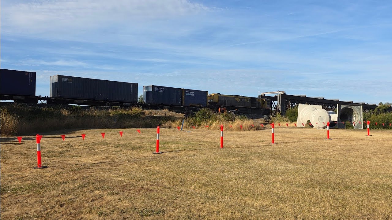 TasRail TR16 #81 train passing over the Longford Iron Bridge