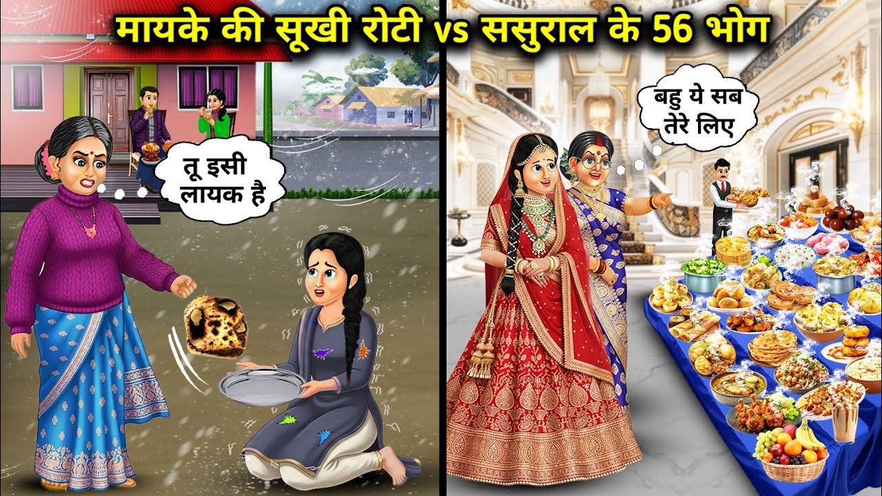 मायके की सूखी रोटी vs ससुराल के 56 भोग||Hindi Cartoon Stories||Dry bread from the maternal home vs 