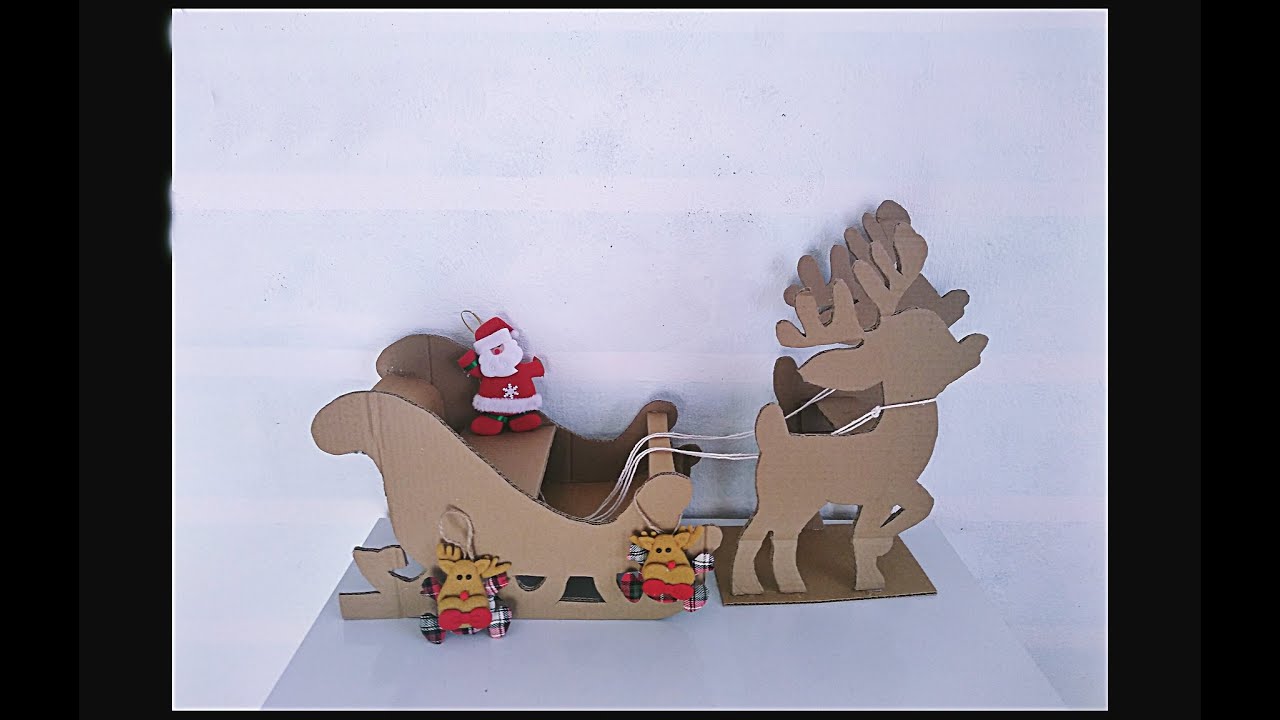 Ideia de Natal | Trenó de papelão | Decoração de natal