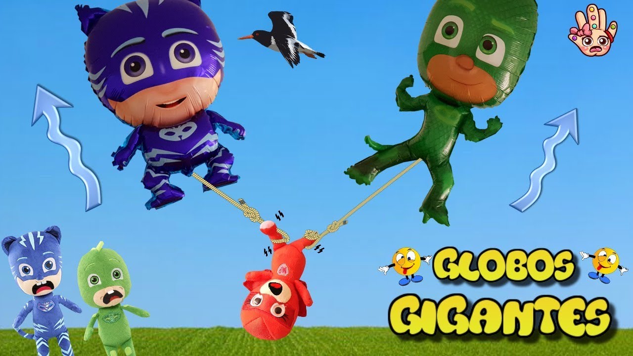 PJ MASKS / GLOBOS GIGANTES / Vídeos de juguetes en español / héroes en pijamas