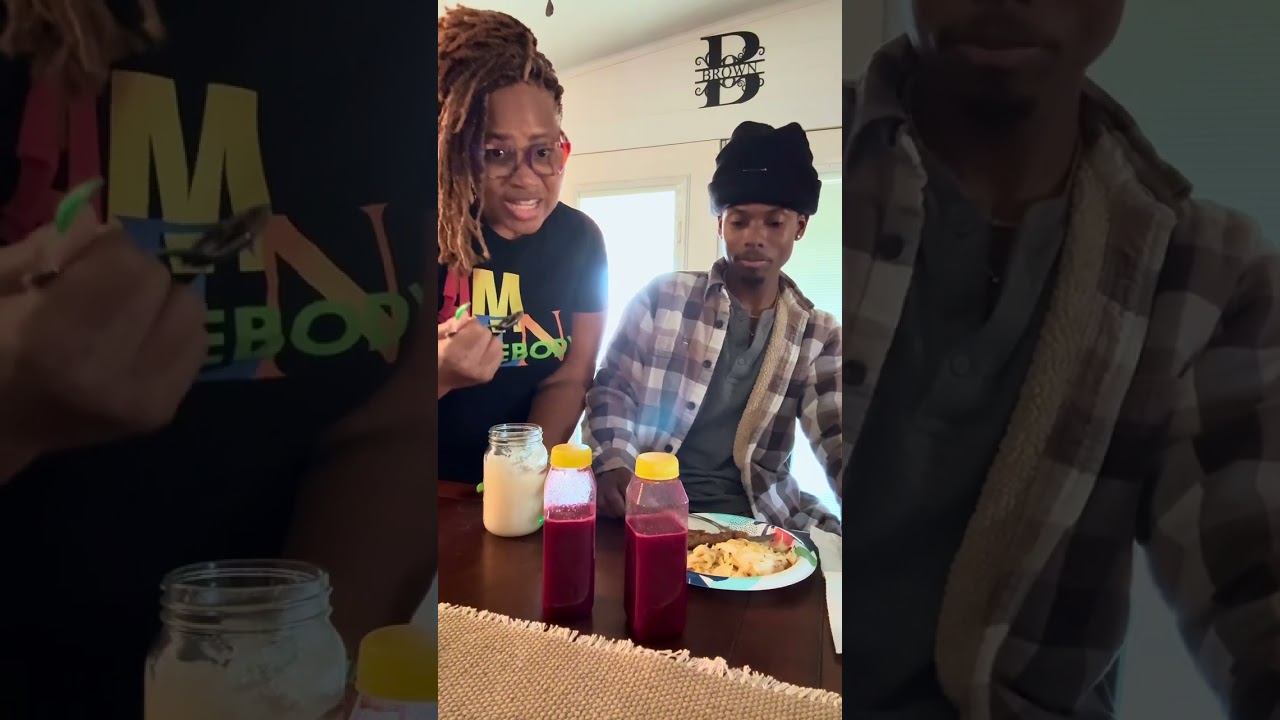 My Lil Cousin brought us some treats. And he taste tested my food! 💚 #AmenSomebody