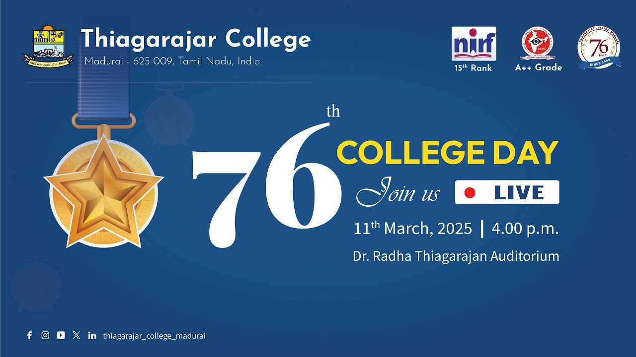76th College Day - Thiagarajar College -  11.03.2025