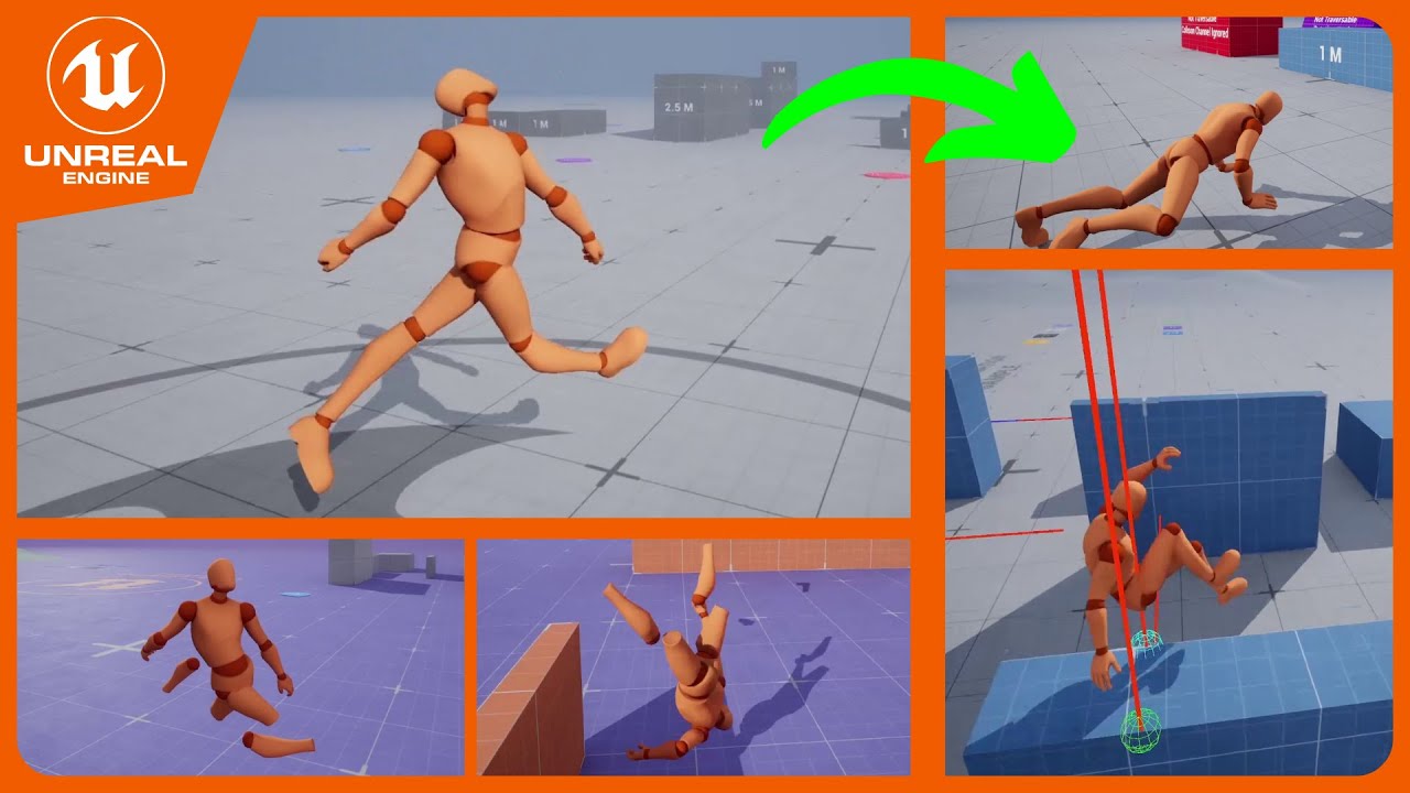 GASP Ragdoll и динамический паркур — бесплатный проект Unreal на GitHub