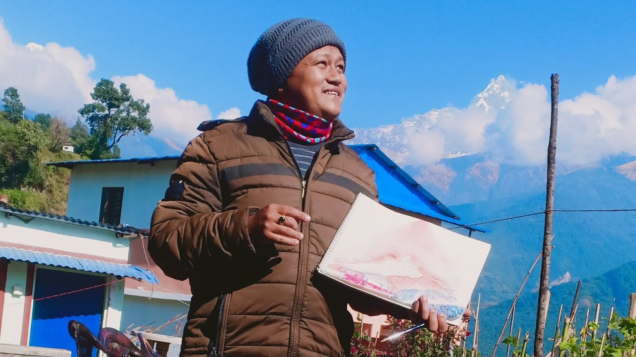 Kaski, Lwang Painting by Nagen Singh Thakuri, Machhapuchhre g.p.-8, Kaski, Nepal