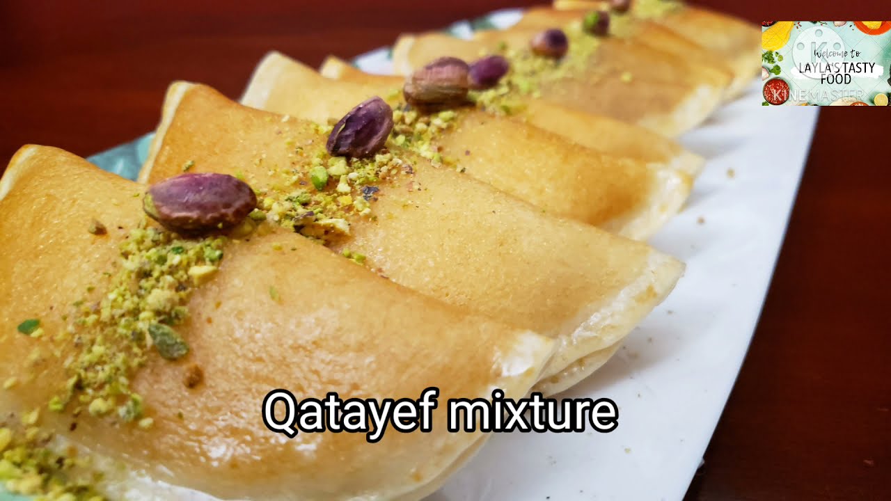 Qatayef with cheese and walnuts filling  (Golden Qatayef)