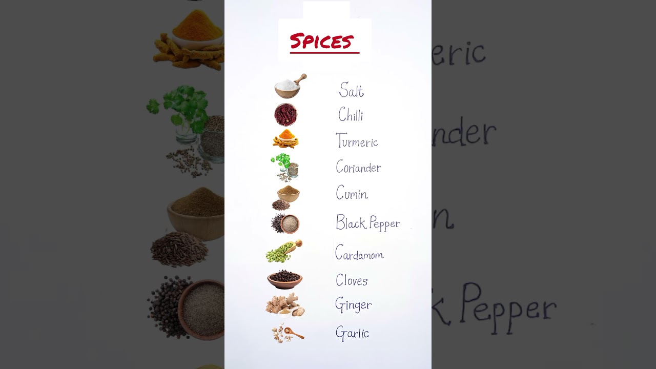 10 spices names || spices || Indian spices || 10 spices name in english #ytshorts #spices
