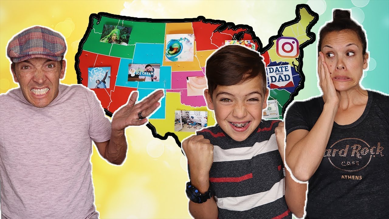 THROWING a DART at a MAP & Doing WHATEVER CHALLENGE!  Kids REVENGE on Parents!