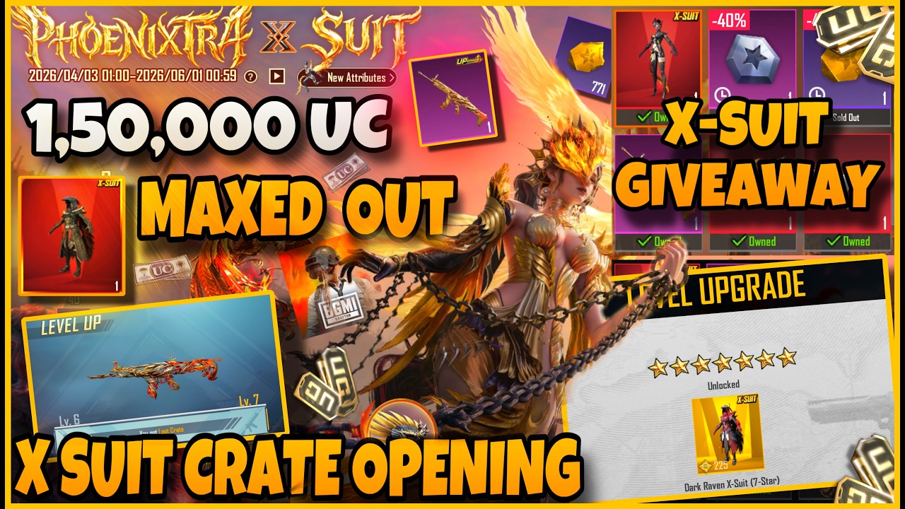 😱 BGMI NEW PHOENIXTRA X-SUIT MAX OUT + BLOOD RAVEN FULL UPGRADE! INSANE CRATE OPENING 🔥