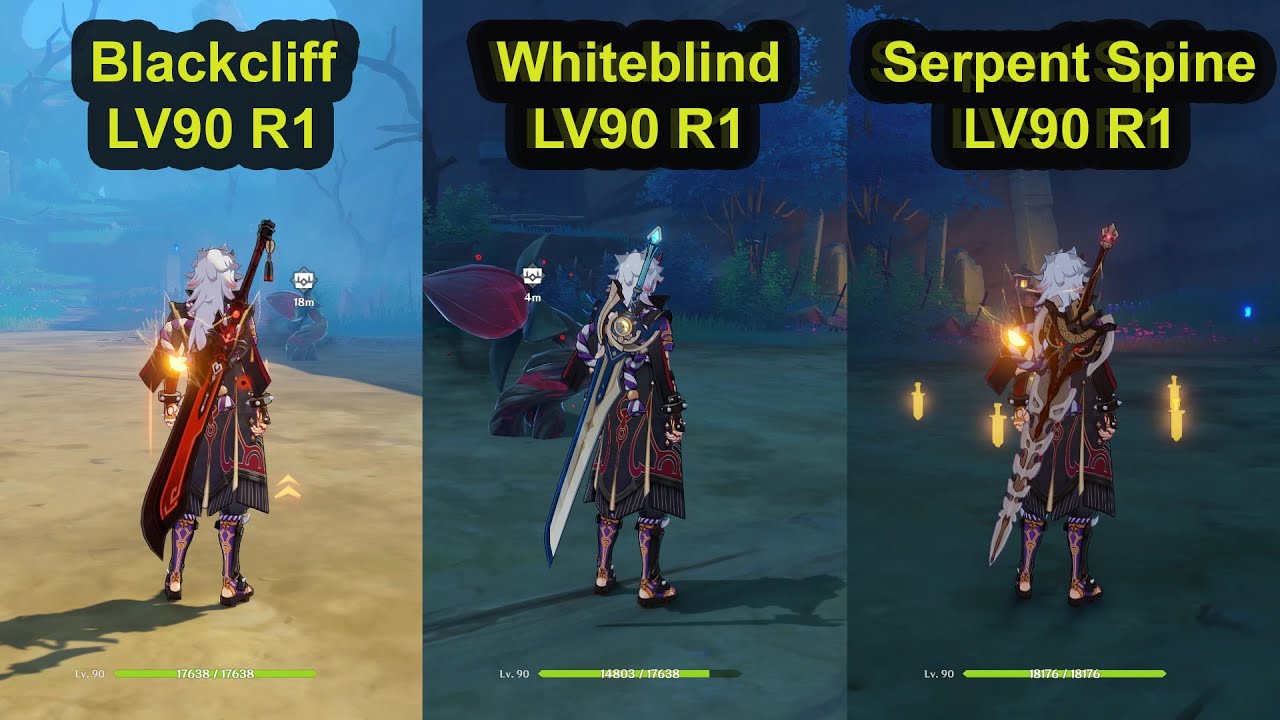 Arataki Itto C0 Serpent Spine R1 VS Whiteblind R1 VS Blackcliff R1 Genshin Impact