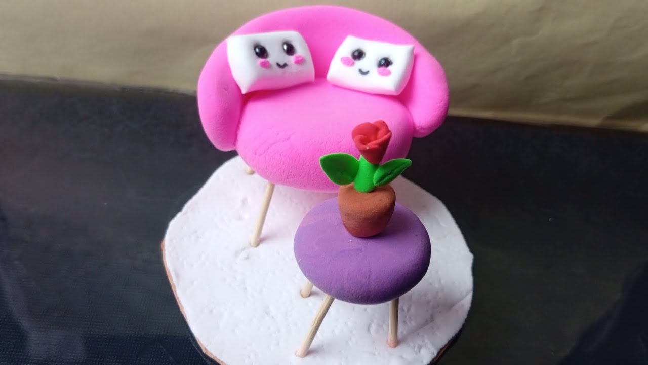DIY CUTE SOFA SET WITH CLAY 💗✨ || CLAY ART || EASY TO MAKE ☺️
