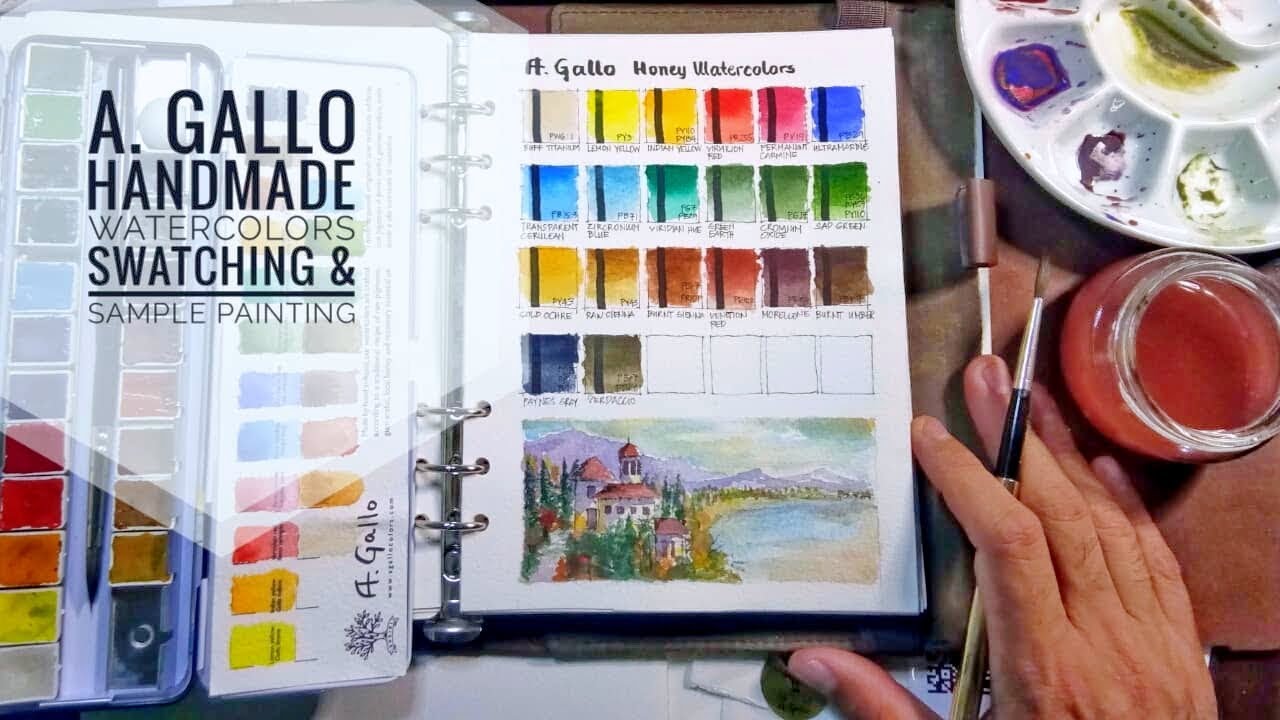 A. Gallo Handmade Watercolors swatching and sample painting