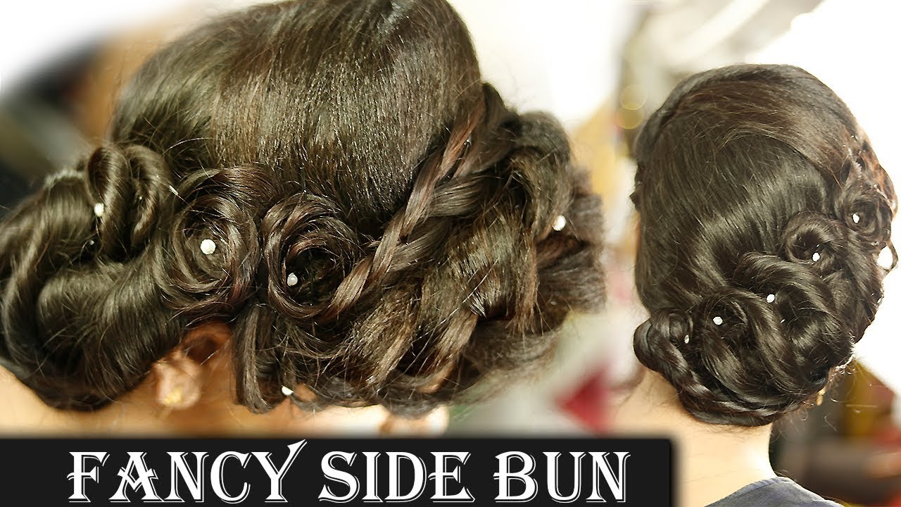 Fancy Side Bun Tutorial By Prabha Makeover