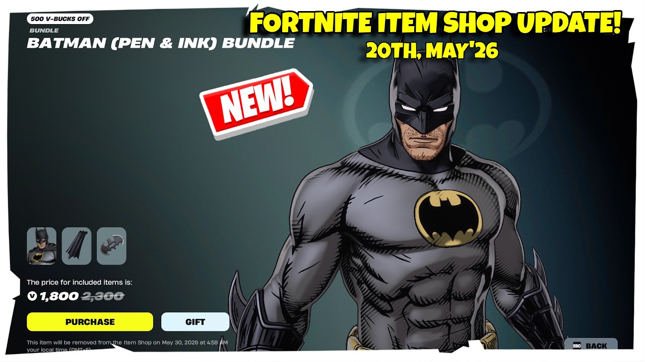 *NEW* BATMAN (PEN & INK) BUNDLE! Fortnite Shop [20th May, 2026] (Chapter 7)