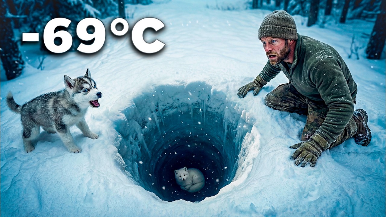 At  69°C, an EX SOLDIER found an ARCTIC FOX CUB trapped in a FROZEN PIT ❄️🦊