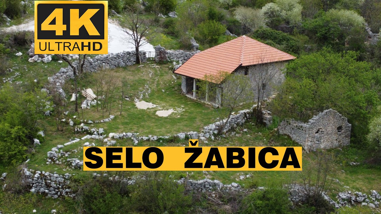 4K Dron. Selo Žabica i selo Kruševica. Općina Ljubinje.