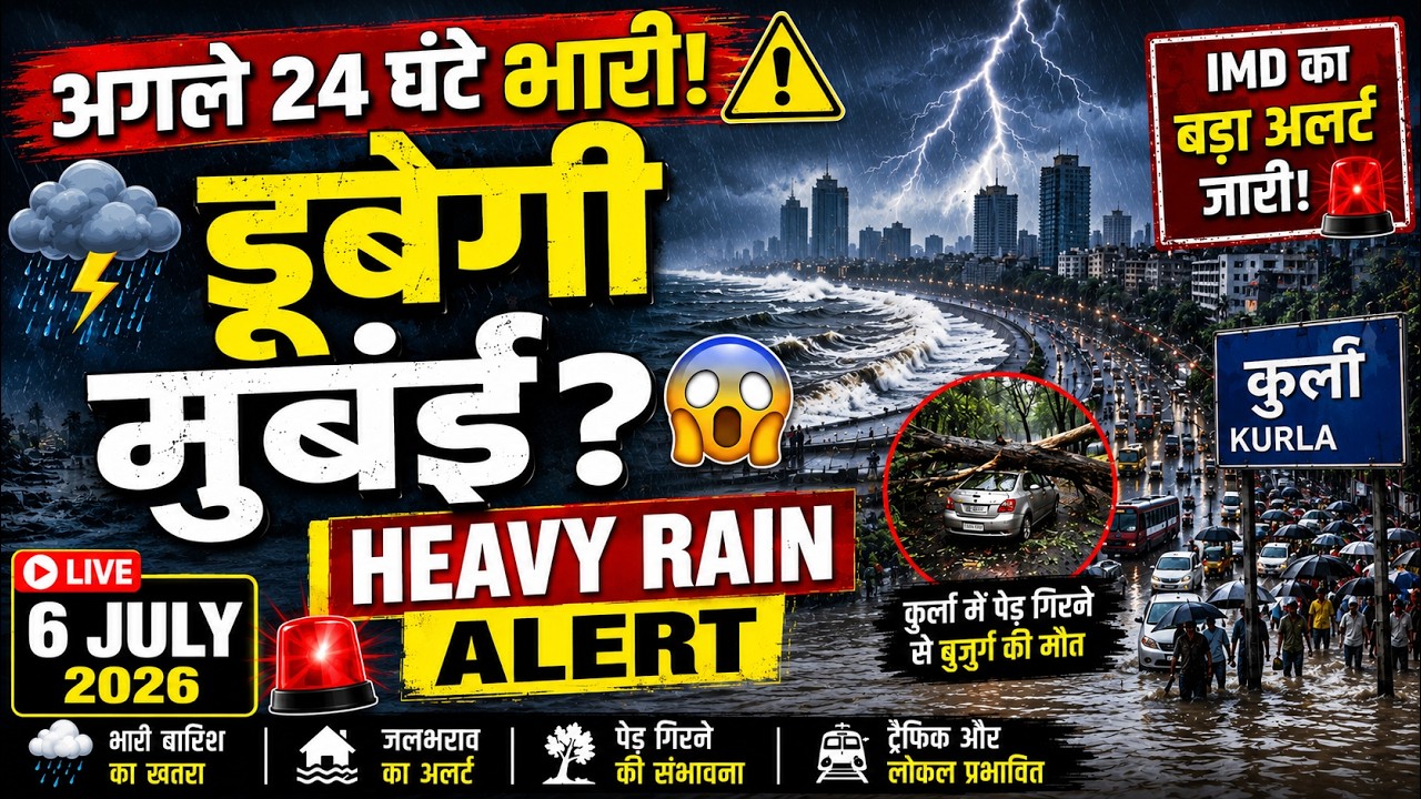 Mumbai Rain LIVE 🔴 अगले 24 घंटे भारी! डूबेगी मुंबई? | 6 July Heavy Rain Alert | Mumbai Weather