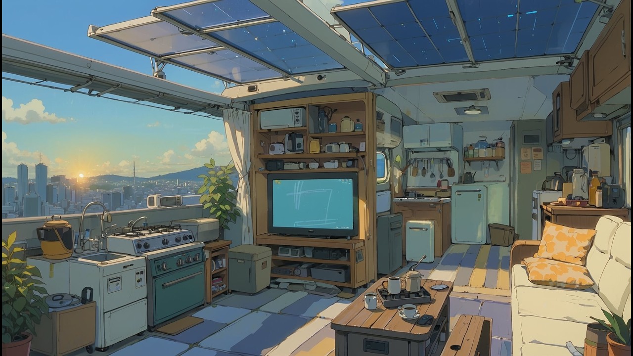 Утренние Вайбы на Крыше ☕ Уютный Lofi Над Городом для Отдыха и Концентрации
