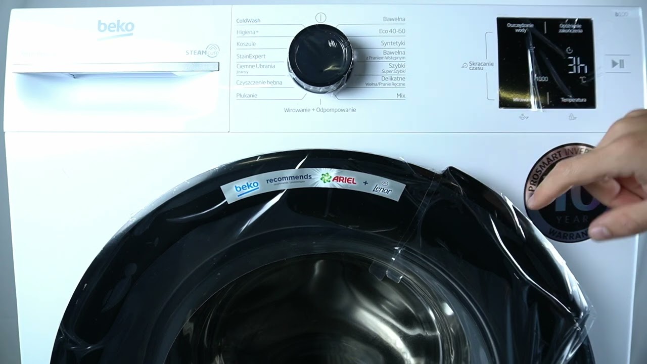 Wszystkie opcje panelu sterowania w Pralce Beko SteamCure B100 7kg