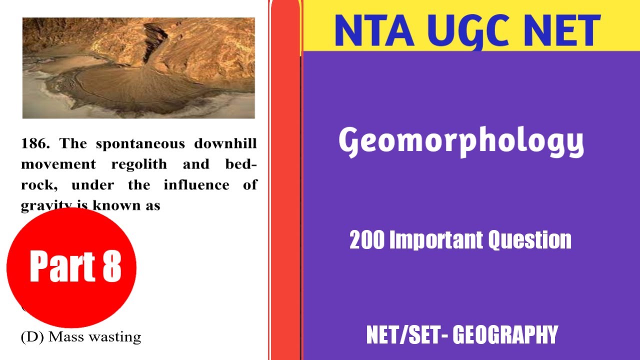 Geomorphology 200 Important Questions UGC NET GEOGRAPHY |PART 8 (176-200)|Geomorphology MCQS UGC NET