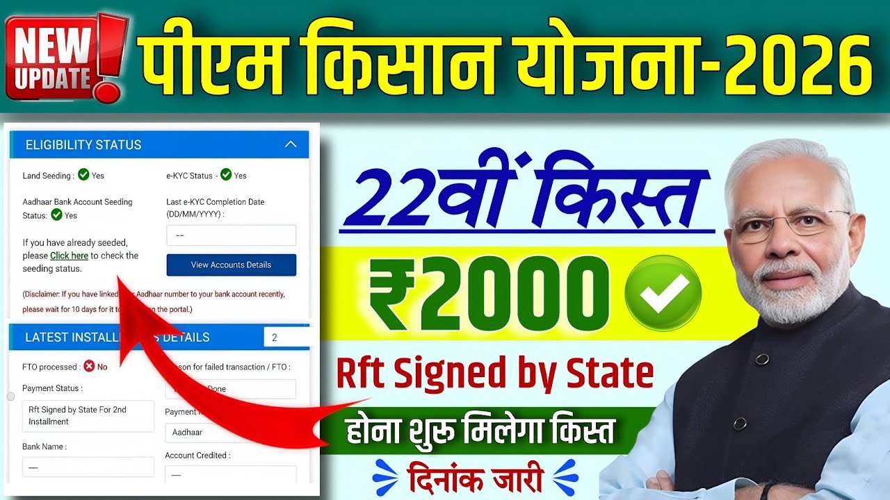 ✅pm kisan yojna 22th installment date | pm kisan yojna Rft signed by State yes | pm kisan 22vi kist