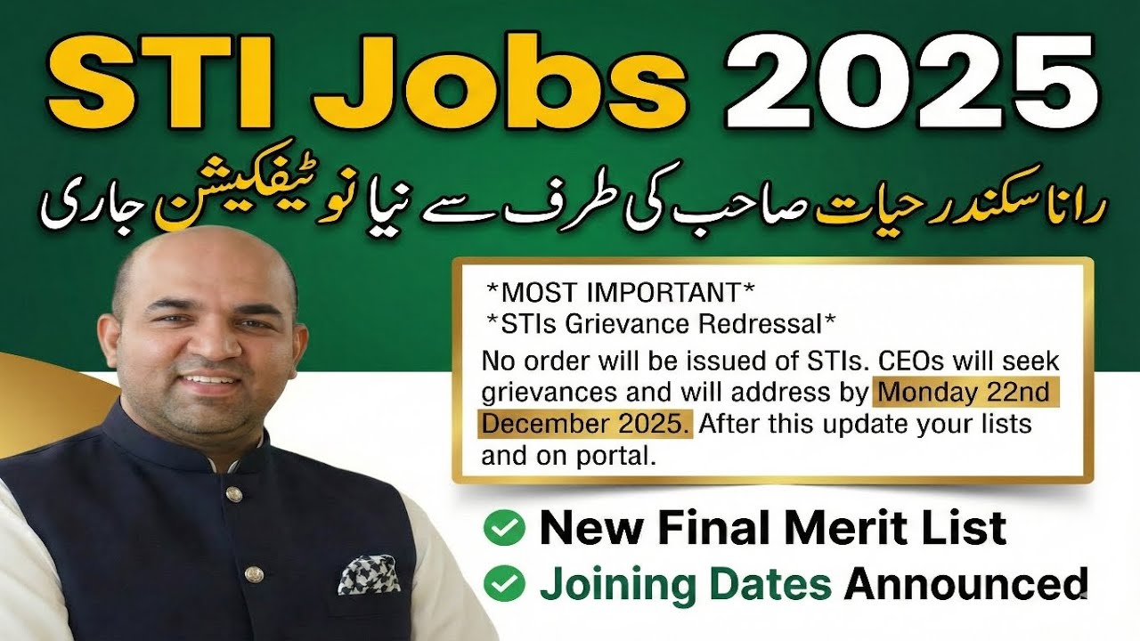 STI Jobs Big Update  STI Jobs 2025 Final Merit List | Joining Letter & Merit List Compliance Update