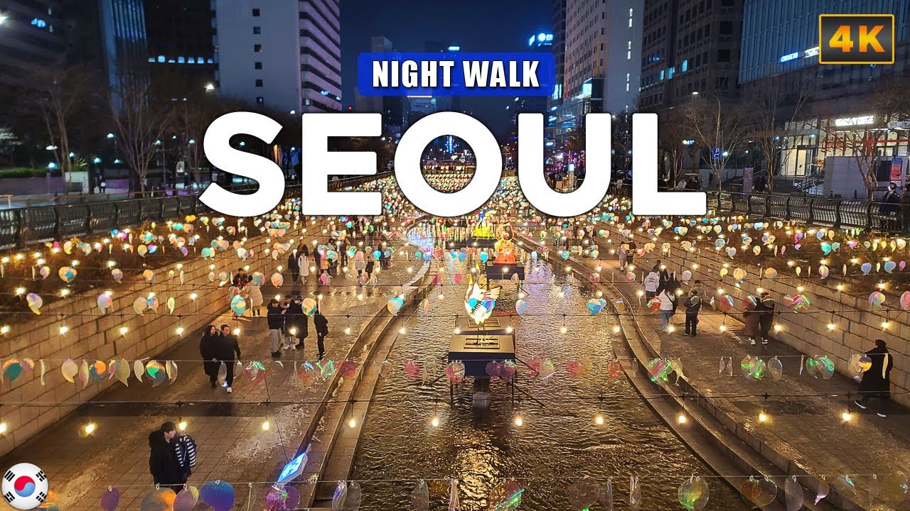 Seoul, KOREA - New Year's Eve Seoul Lights Up 4K Walking Tour, Lantern Festival