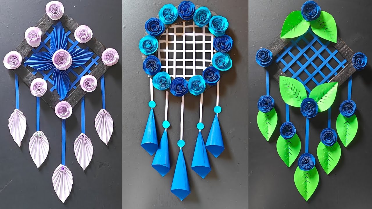 3 Beautiful Flower Wall Hanging / Paper Craft For Home Decoration/Easy flowers making with paper DIY